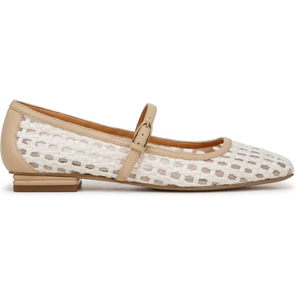 Franco Sarto Womens Ivory White Cage Faux Leather Tinsley Mary Jane Ballet Flats - Picture 6 of 9